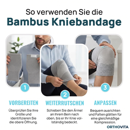Orthovita Bambus Kniebandage – Anleitung zum Anlegen in drei Schritten