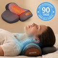 Orthovita Nackenkissen Premium – Frau entspannt mit ergonomischem Nackenkissen, 90-Tage-Garantie