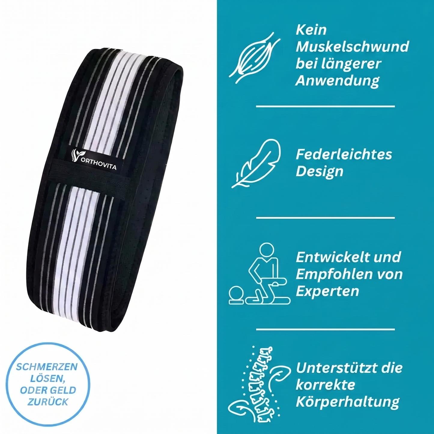 Orthovita Rückengürtel ISG-Stütze – atmungsaktiver Stützgürtel für den unteren Rücken