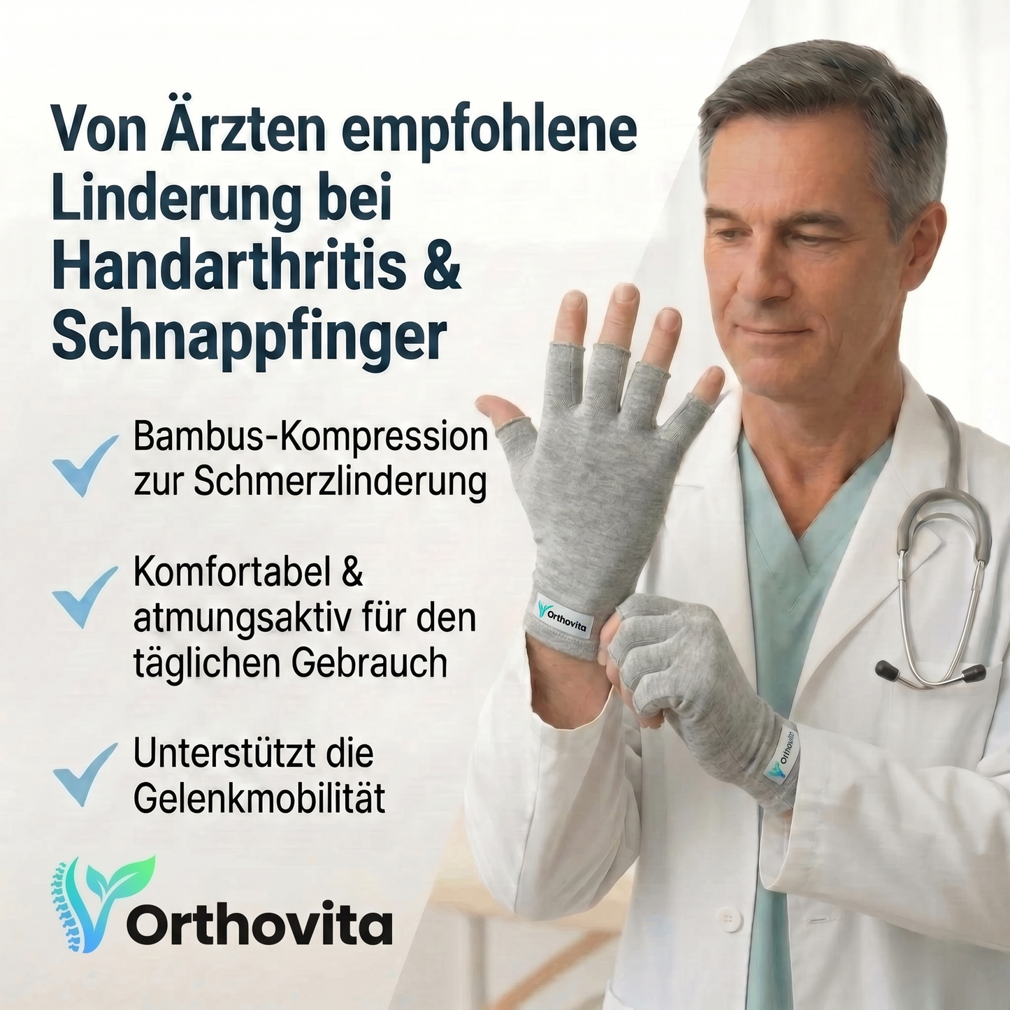 Orthovita Bambus Kompressions-Handschuhe – Linderung bei Handarthritis und Schnappfinger